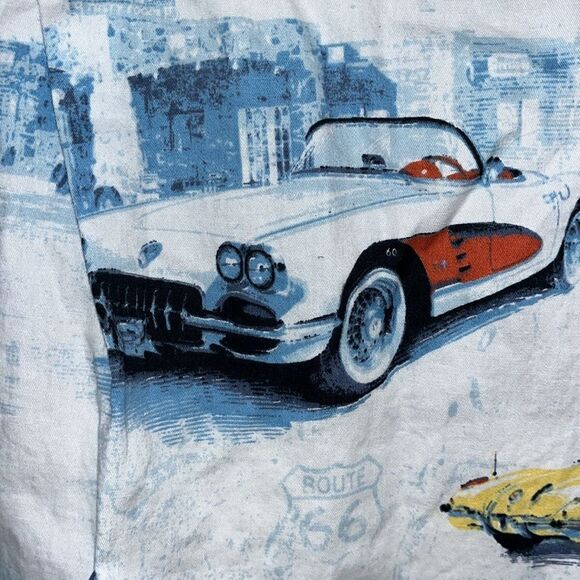 Route 66 vintage Corvette Stingray print SS summer button shirt M Hawaiian Luau - Picture 7 of 7